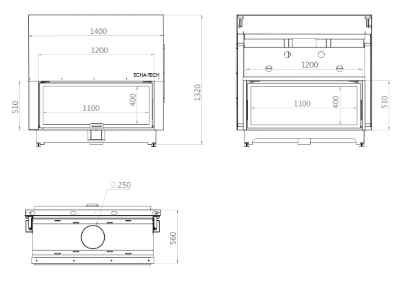 Каминная топка двойная 120x51 C G Echa Tech
